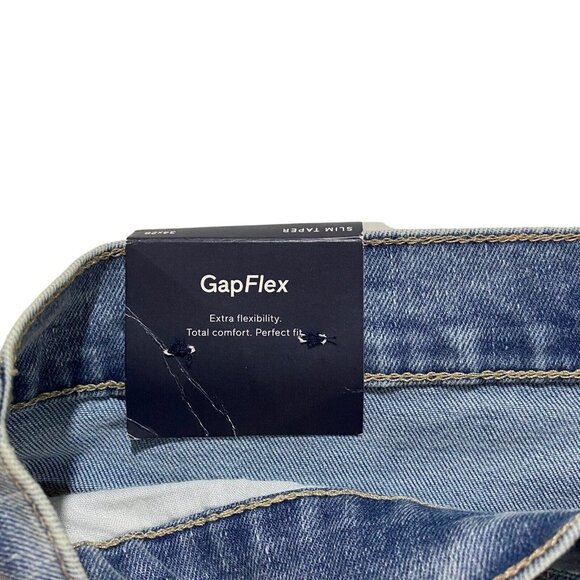 Gap Flex Slim Taper Men Light Wash Jeans Sz 34 x28 NWT Stretch Whiskered Denim - Picture 4 of 13